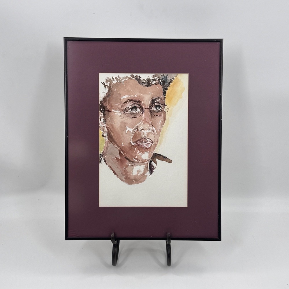 Vintage Original Watercolor Woman Portrait Study